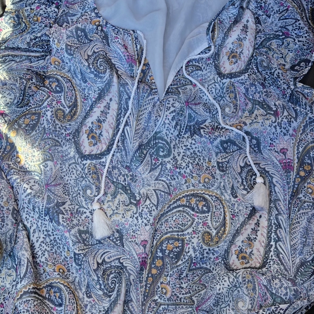 💋Bohemian Cap Sleeve Paisley and Floral Top